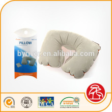 PVC flocado inflável travesseiro de pescoço de corpo de viagem